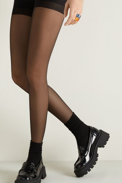 Tezenis 20 Den Sheer Push-Up Tights Svarta Svarta | SAIWH-9314