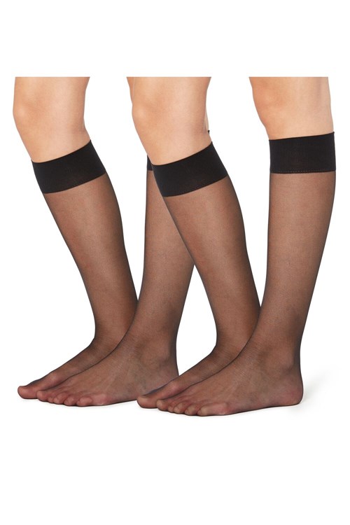 Tezenis 2 X 20 Den Appearance Sheer Knee-Highs Svarta Svarta | KNIZU-1096