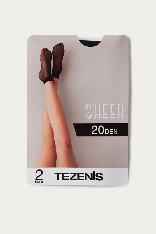 Tezenis 2 X 20 Den Appearance Sheer Korta Socks Svarta Svarta | HABSW-9852