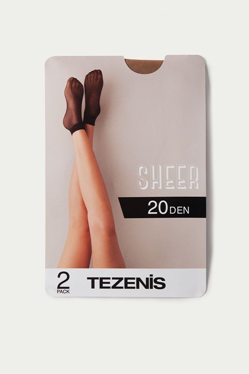 Tezenis 2 X 20 Den Appearance Sheer Korta Socks Nude Nude 1748 | VHLSF-5019