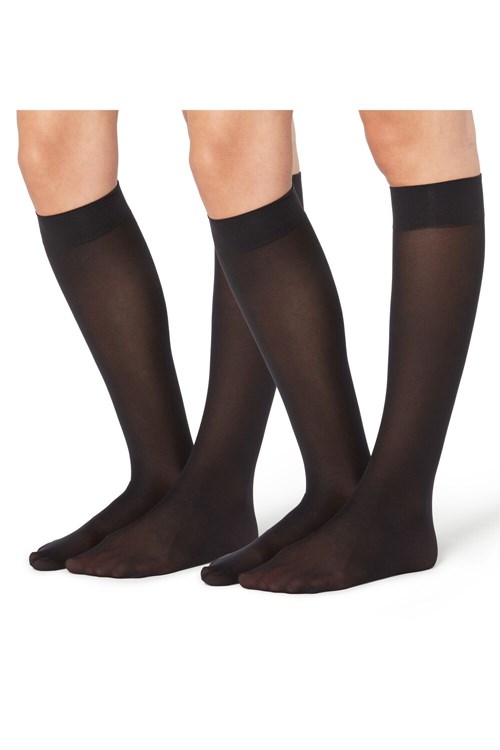 Tezenis 2 X 50 Den Microfiber Knee-Highs Svarta Svarta | TRHBY-2745
