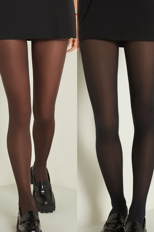 Tezenis 2 X 50 Den Opaque Microfiber Tights Olika Färger | WVQZY-0372