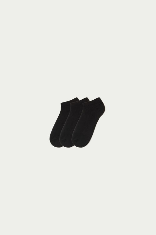 Tezenis 3 x Invisible sport socks in cotton Svarta Svarta | QECNX-7849