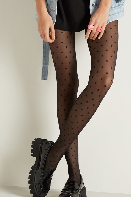Tezenis 40-Denier Print Tights Svarta | XCZYG-2087