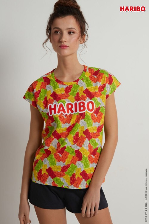 Tezenis All Over Haribo Gummy Bears Korta Bomull Pajamas Svarta | NKGID-3267