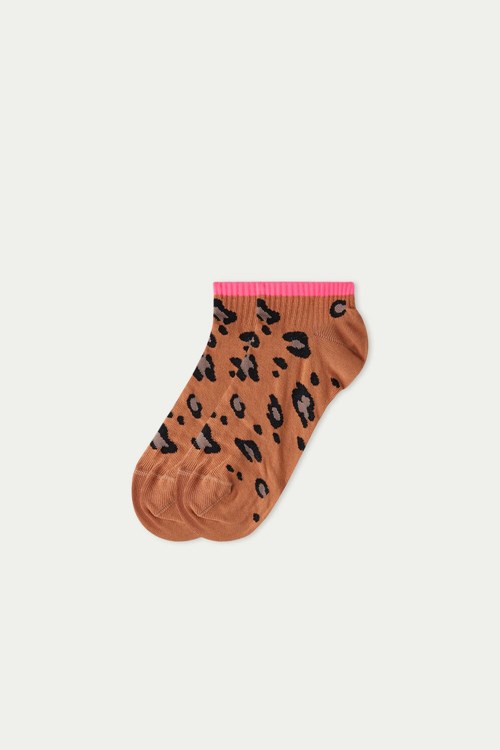 Tezenis Appliquéd Patterned Bomull No-Show Socks Animal Camel Spot Print 468v | BVURG-9328