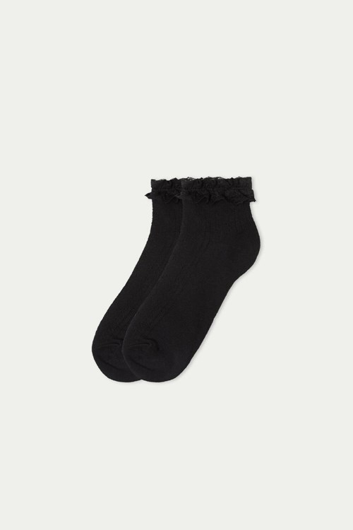 Tezenis Appliquéd Patterned Bomull No-Show Socks Svarta Svarta | RVXSM-0839