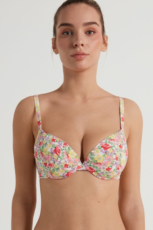 Tezenis Athens Printed Push-Up Bra Floral Wildflower Print 294v | HFKOD-0947