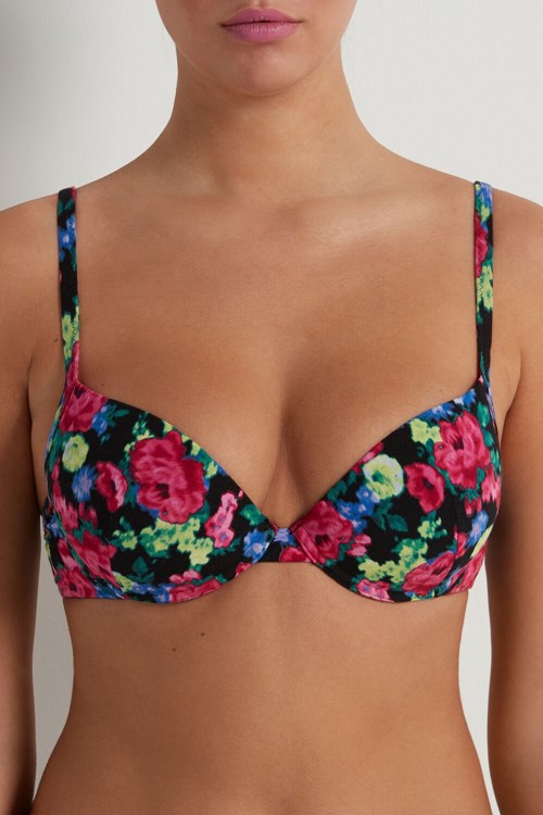 Tezenis Athens Printed Push-Up Bra Svarta | BKQNF-7216