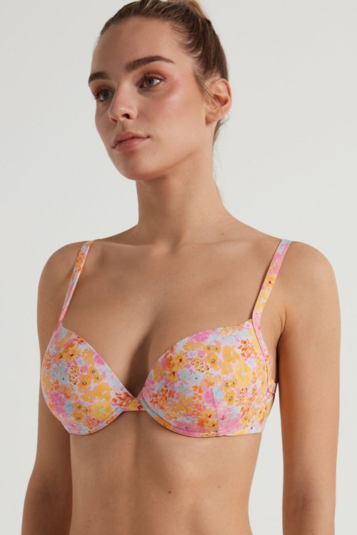 Tezenis Athens Push-Up Bra in Microfiber Floral Spring Flowers Print 302v | AEDQC-6108