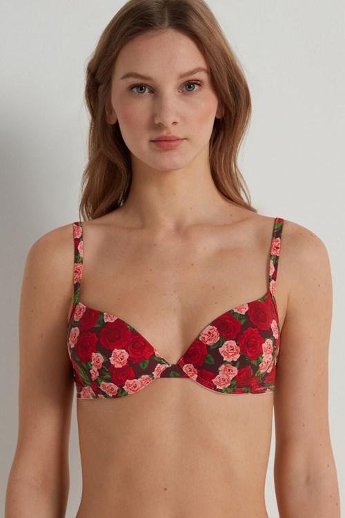Tezenis Athens Push-Up Bra in Microfiber Röda Rosa | KGXUI-6487
