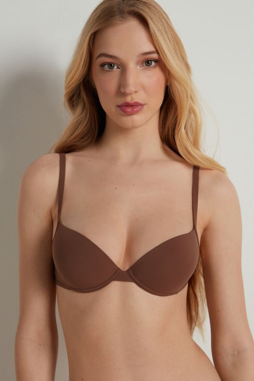 Tezenis Athens Push-Up Bra in Microfiber Bruna Bruna | NTDKC-9420