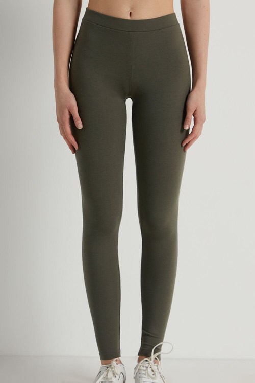 Tezenis Basic Bomull Leggings Gröna Gröna | FWNGB-2185