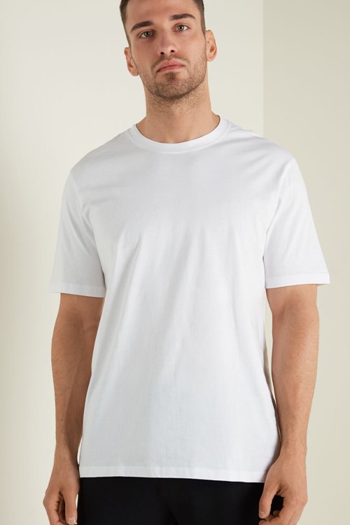 Tezenis Basic Loose Fitting Bomull T-shirt Vita Vita | GDTNJ-6237