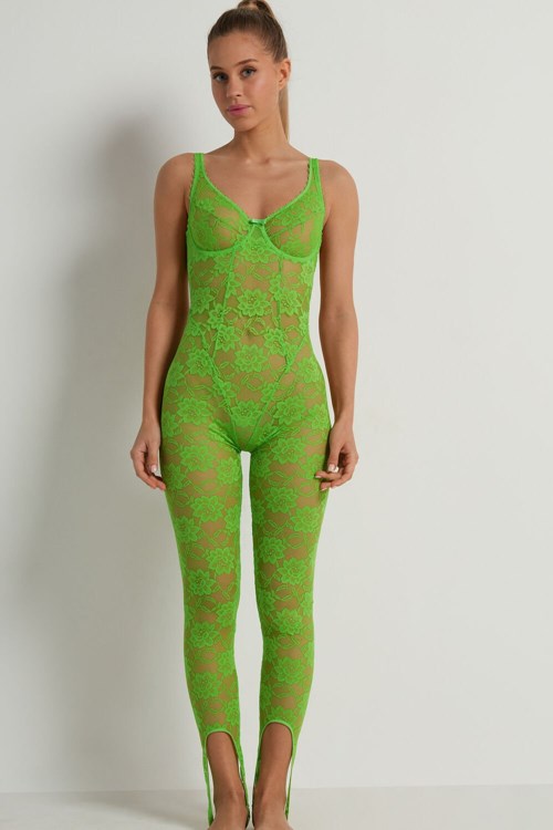 Tezenis Blooming Spets Balconette Jumpsuit Gröna Gröna | EYOFL-5712
