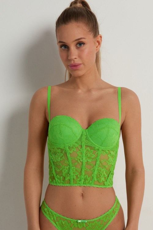 Tezenis Blooming Spets Bandeau Bra Top Gröna Gröna | JCSWI-2637