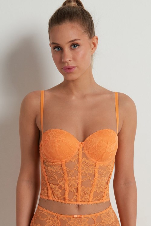 Tezenis Blooming Spets Bandeau Bra Top Orange Orange | IMYEF-3572
