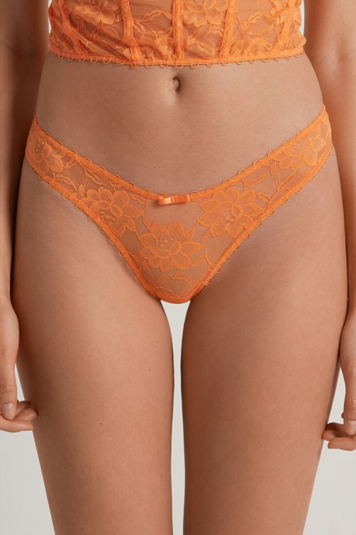Tezenis Blooming Spets High-Cut Brazilian Panties Orange Orange | JCZLM-7281
