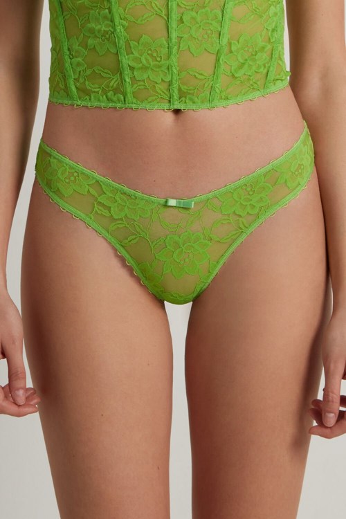 Tezenis Blooming Spets High-Cut Brazilian Panties Gröna Gröna | RVWYX-9108