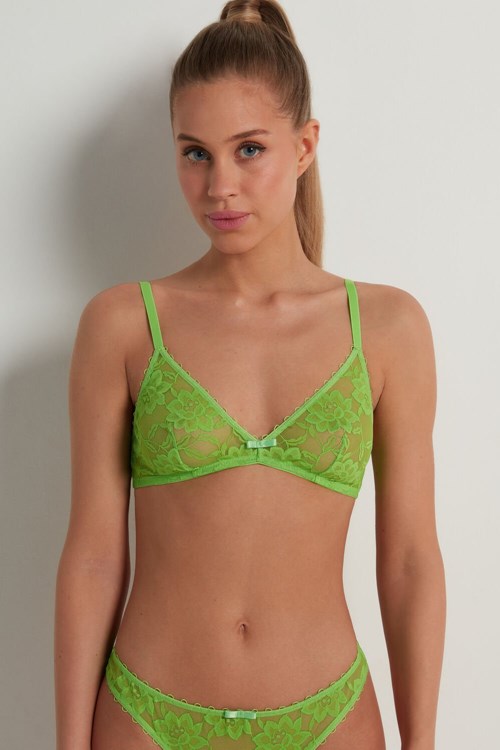 Tezenis Blooming Spets Triangle Bra Gröna Gröna | LVEQW-0345