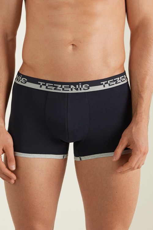Tezenis Bomull Boxers with Logo Elastic Band Blå Mörk | LPVCR-8391
