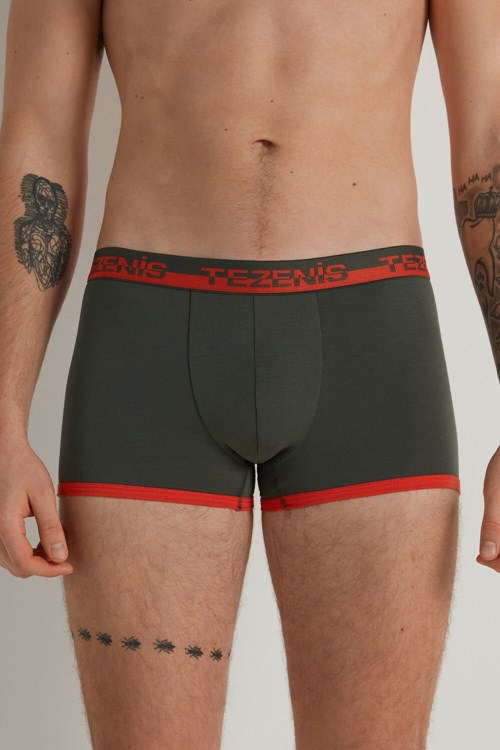 Tezenis Bomull Boxers with Logo Elastic Band Gröna Orange | POTWX-9651