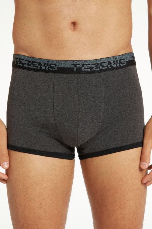 Tezenis Bomull Boxers with Logo Elastic Band Mörkgrå Mörk | PRXSL-8752