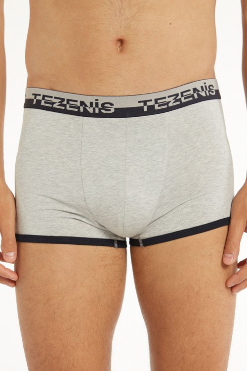 Tezenis Bomull Boxers with Logo Elastic Band Blå Ljusblå | QKMHD-6892
