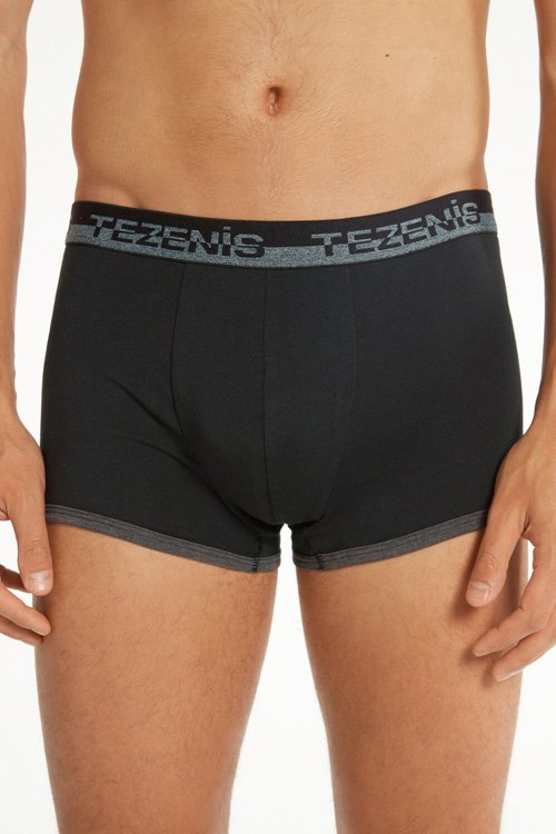 Tezenis Bomull Boxers with Logo Elastic Band Svarta | UNRDT-6849