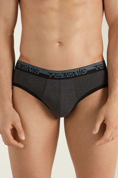 Tezenis Bomull Briefs with Logo Elastic Band Mörkgrå Mörk | FDNHA-1246
