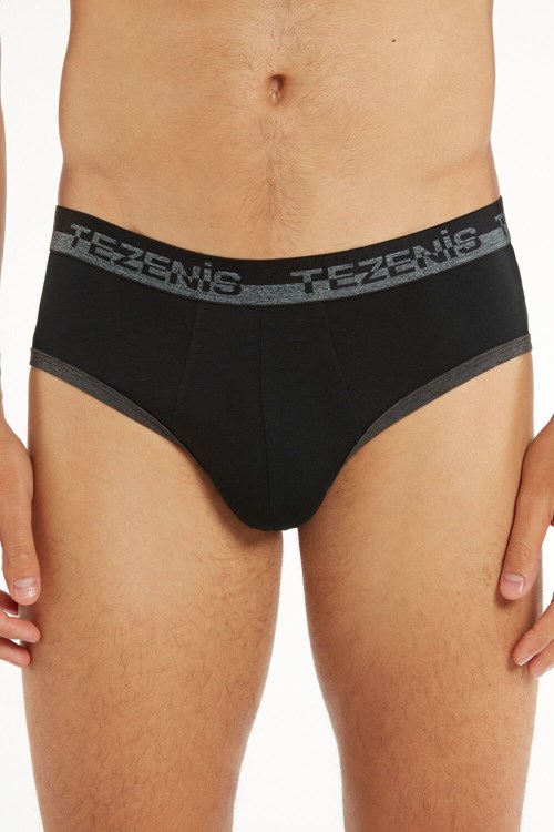 Tezenis Bomull Briefs with Logo Elastic Band Svarta | METIB-1562