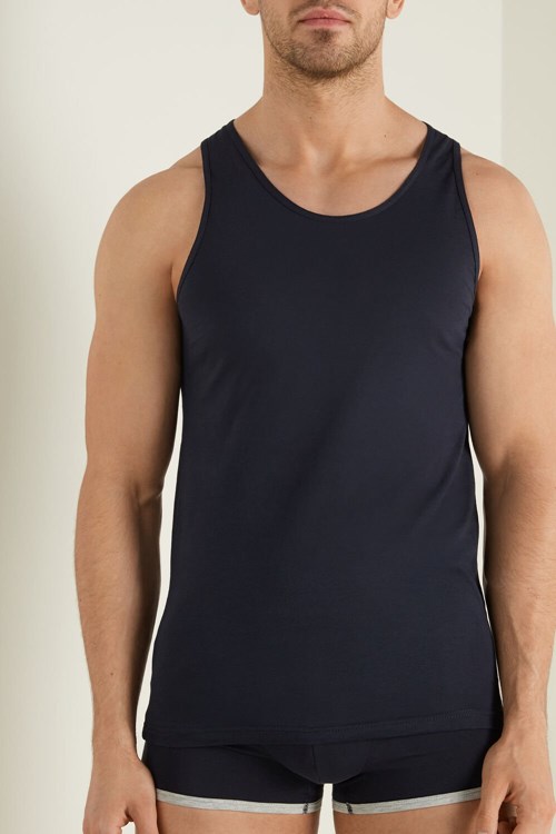 Tezenis Bomull Jersey Undershirt Blå Mörkblå | YPFCO-5907