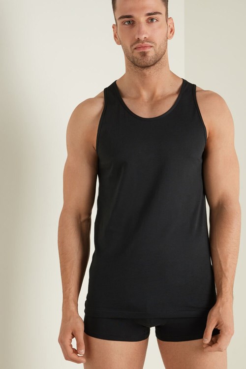 Tezenis Bomull Jersey Undershirt Svarta Svarta | HNAGC-5431
