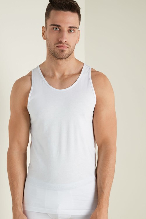 Tezenis Bomull Jersey Undershirt Vita Vita | JOKCN-2436