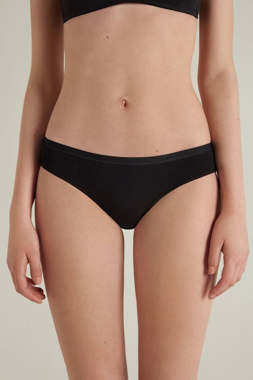 Tezenis Bomull Panties Svarta Svarta | DLIQG-8046