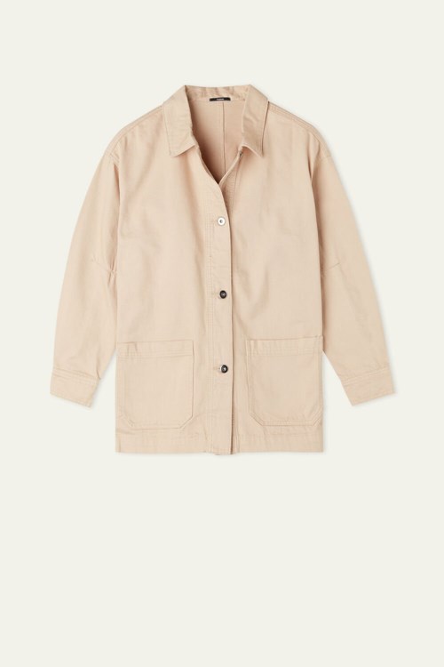 Tezenis Buttoned Denim Jacket Beige | RINYZ-6053