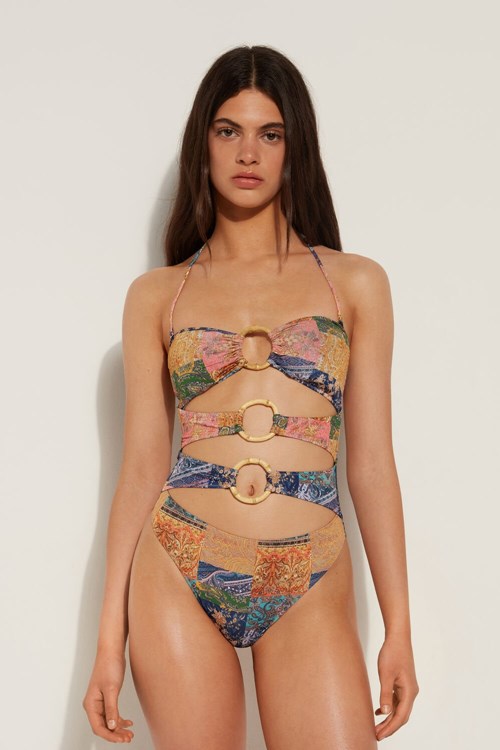 Tezenis Chic Bamboo One-Piece Bandeau Swimsuit Olika Färger | VBCRU-3068
