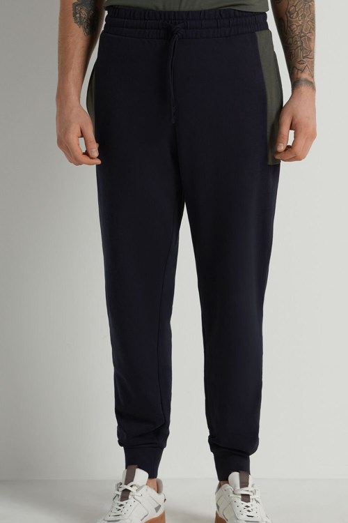 Tezenis Color Block Fleece Sweatpants Blå Mörkgröna | KYPHM-8065