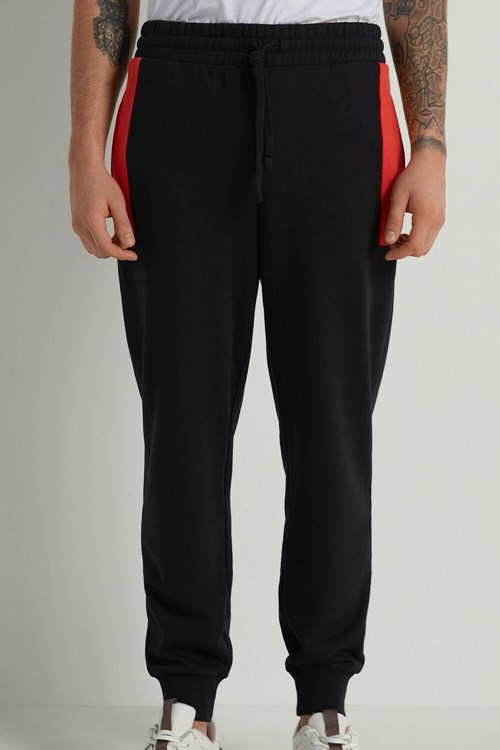Tezenis Color Block Fleece Sweatpants Svarta Orange | KRIZG-0782