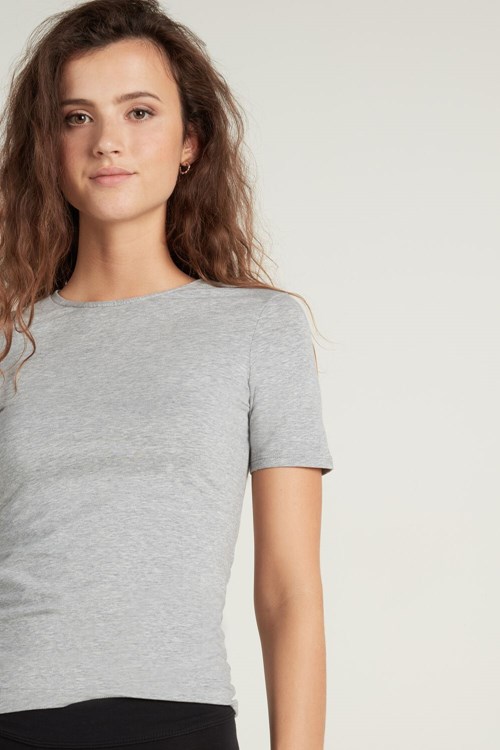 Tezenis Crew-Neck Stretch-Bomull T-Shirt Grå Ljus | DUQLX-0624