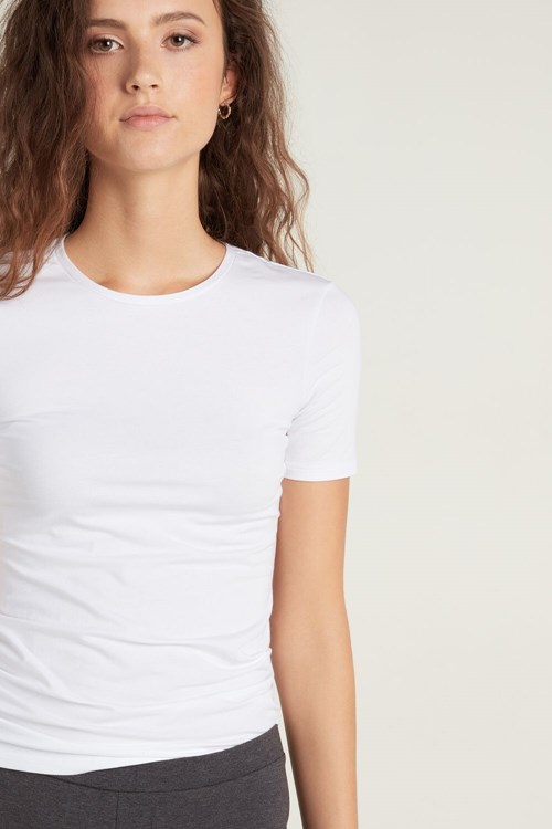 Tezenis Crew-Neck Stretch-Bomull T-Shirt Vita Vita | KASYX-7523