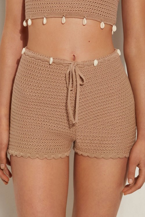 Tezenis Crocheted Shorts with Shells Nude Nude Sand 557v | OUWMS-5123