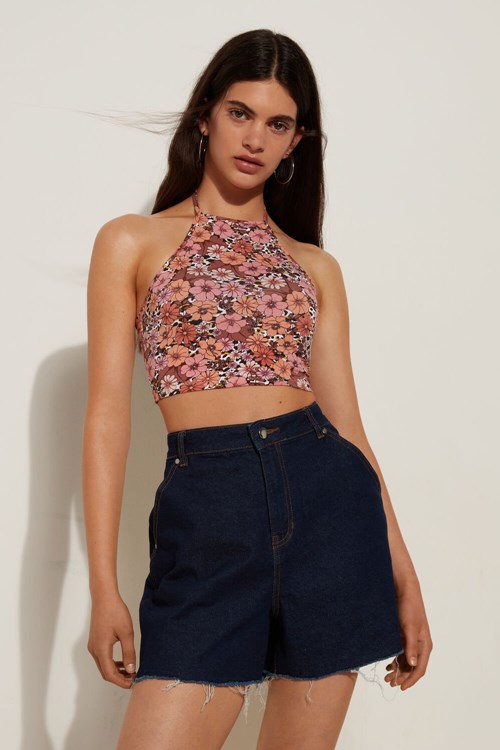 Tezenis Cropped Halter Top Floral Floral Animal Print 581v | JIKWD-7958