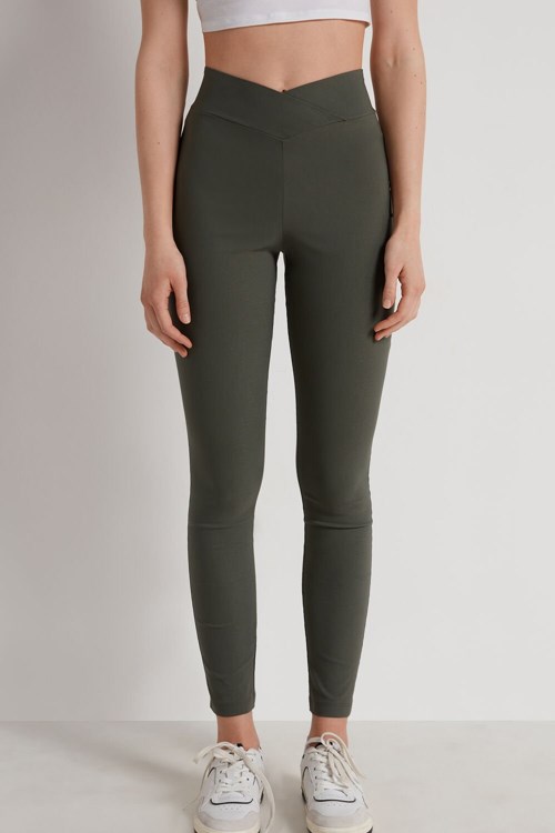 Tezenis Crossover Midja Cloth Leggings Gröna Gröna | VFQUD-1795