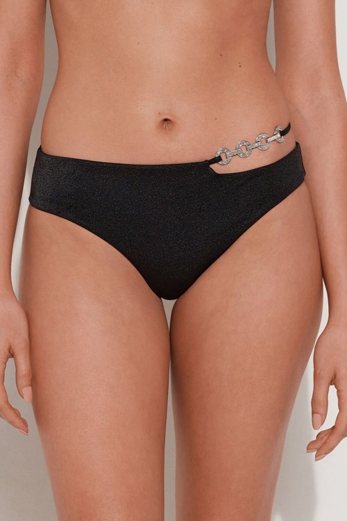 Tezenis Crystal Chain Klassiska Bikini Bottoms Svarta Svarta | DHQTA-7031