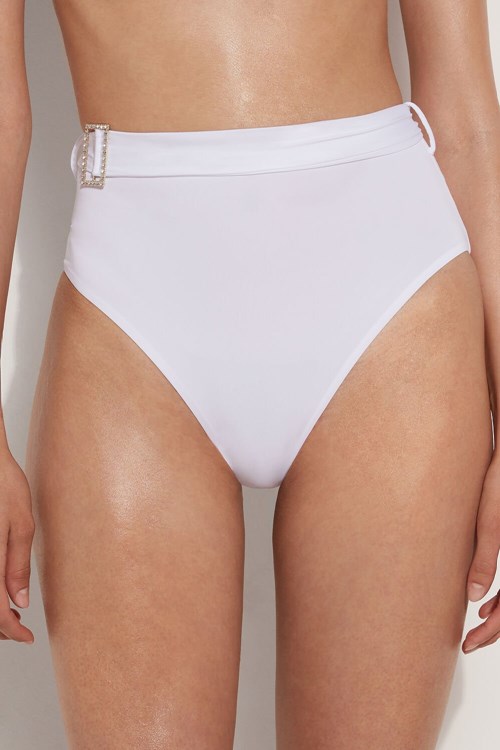 Tezenis Crystal Spännen High Rise Bikini Bottoms Vita Vita | QOGZF-1897