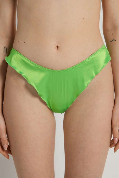 Tezenis Delicate Satin High-Cut Brazilian Panties Gröna Rosa | GXSVD-4571