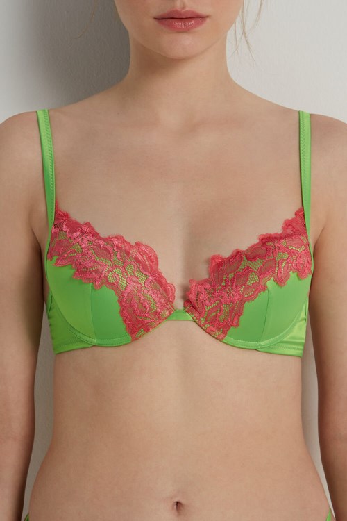 Tezenis Delicate Satin Moscow Push-up Bra Gröna Rosa | TCWNS-7928