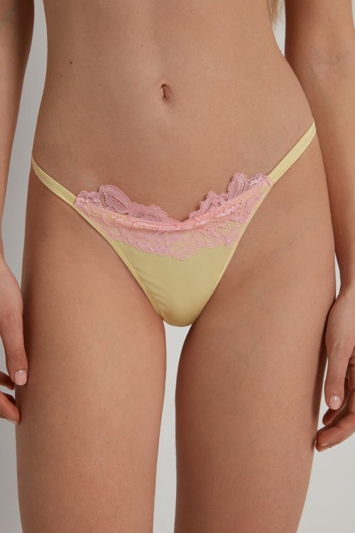 Tezenis Delicate Satin String String Gula Rosa | MJXGQ-7602