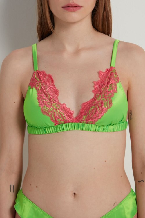 Tezenis Delicate Satin Triangle Bra Gröna Rosa | YJNSW-0143